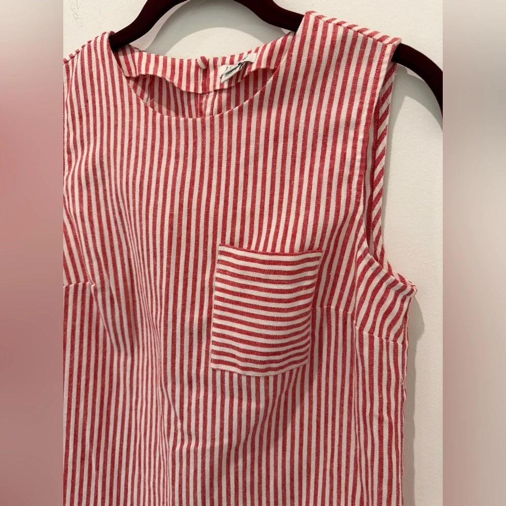 ❤️ J.Crew Red & White Striped Linen Blend Sleeveless Top Size 0 ✨